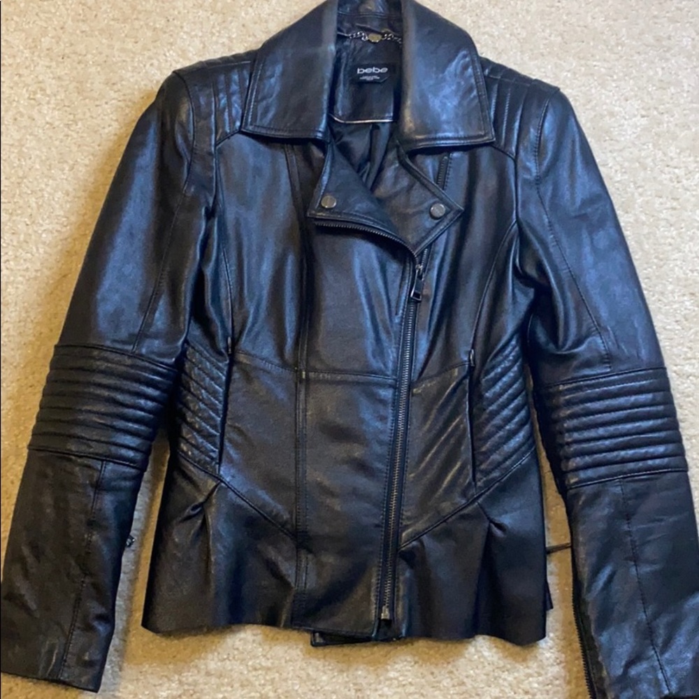 Bebe moto leather jacket. Real leather